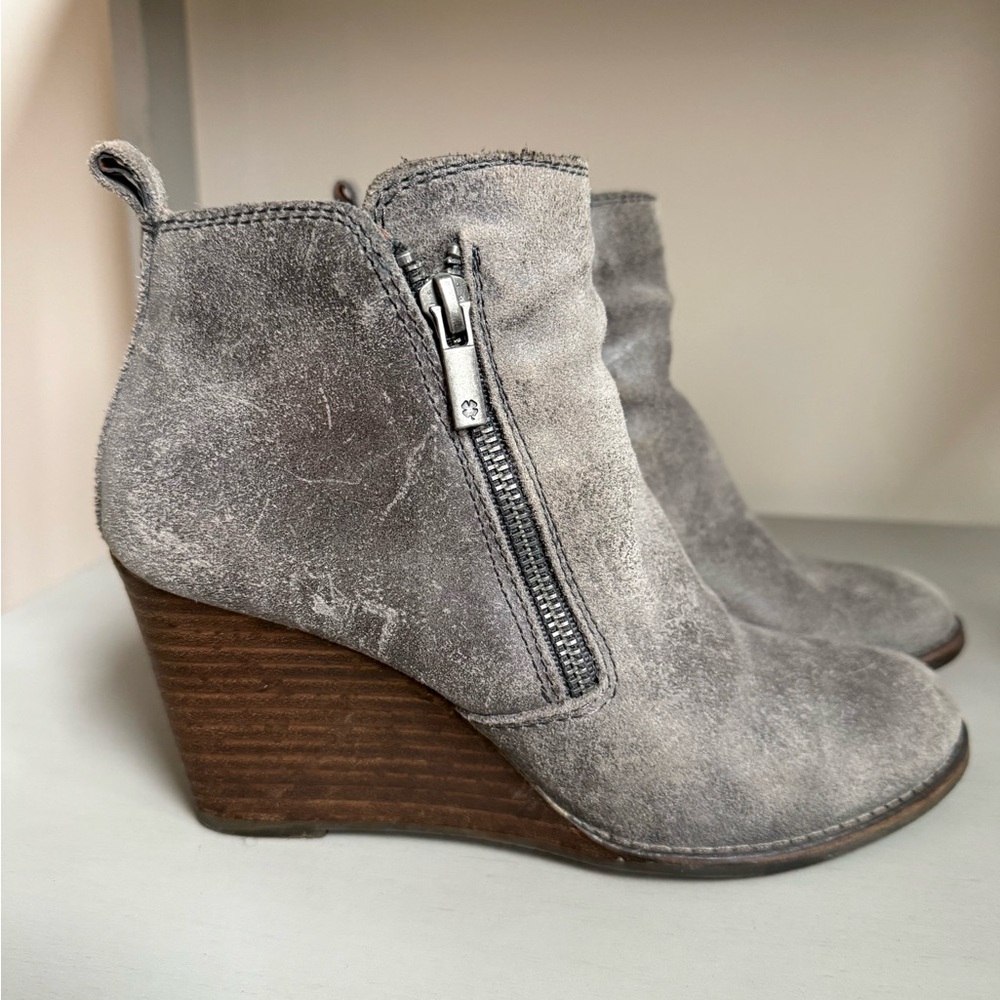 Lucky Brand Gray Ankle Booties with Wedge
